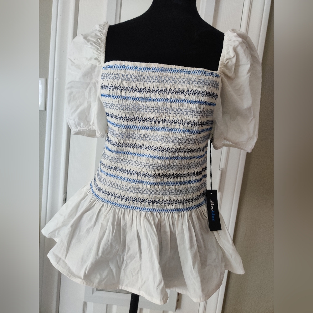 Alice Blue White and Blue Smocked Dress